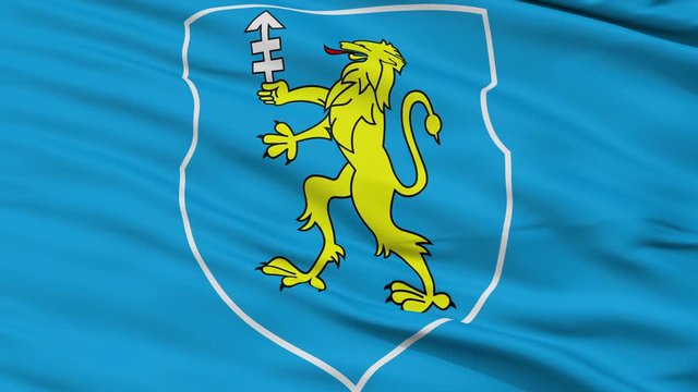 Slonim closeup flag, city of Belarus, realistic animation seamless loop - 10 seconds long