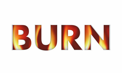 Burn Fire Flames Word 3d Illustration