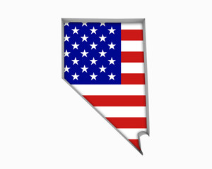 Nevada NV USA Flag Stars Stripes Map 3d Illustration