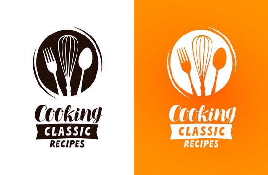 Cooking logo or label. Food, cuisine concept, vector illustration