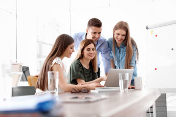 Young people having business training in office