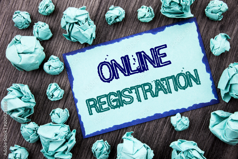 Poster conceptual hand writing text showing online registration. concept meaning register web subscription 