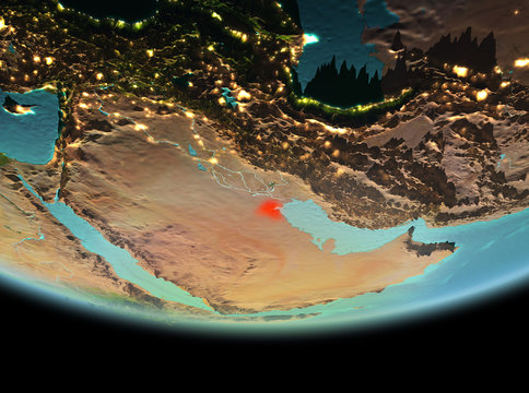 Kuwait at night on Earth