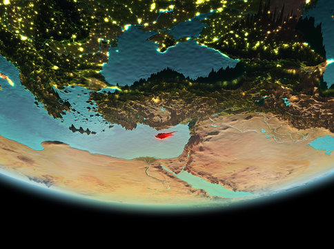 Cyprus at night on Earth