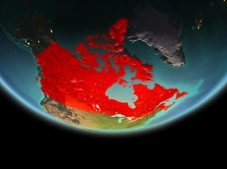 Canada at night on Earth