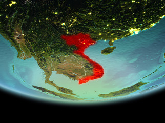 Vietnam at night on Earth