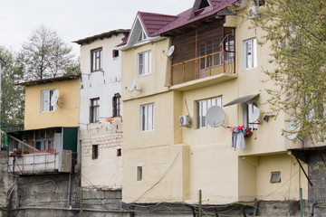 Fototapeta na wymiar Slums in Sochi. Residential garages