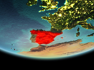 Spain at night on Earth