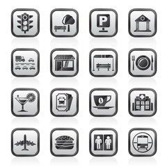 Urban and city elements icons - vector icon set