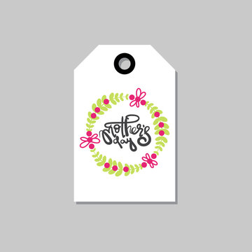 Mothers Day Lettering On Tag Isolated Background