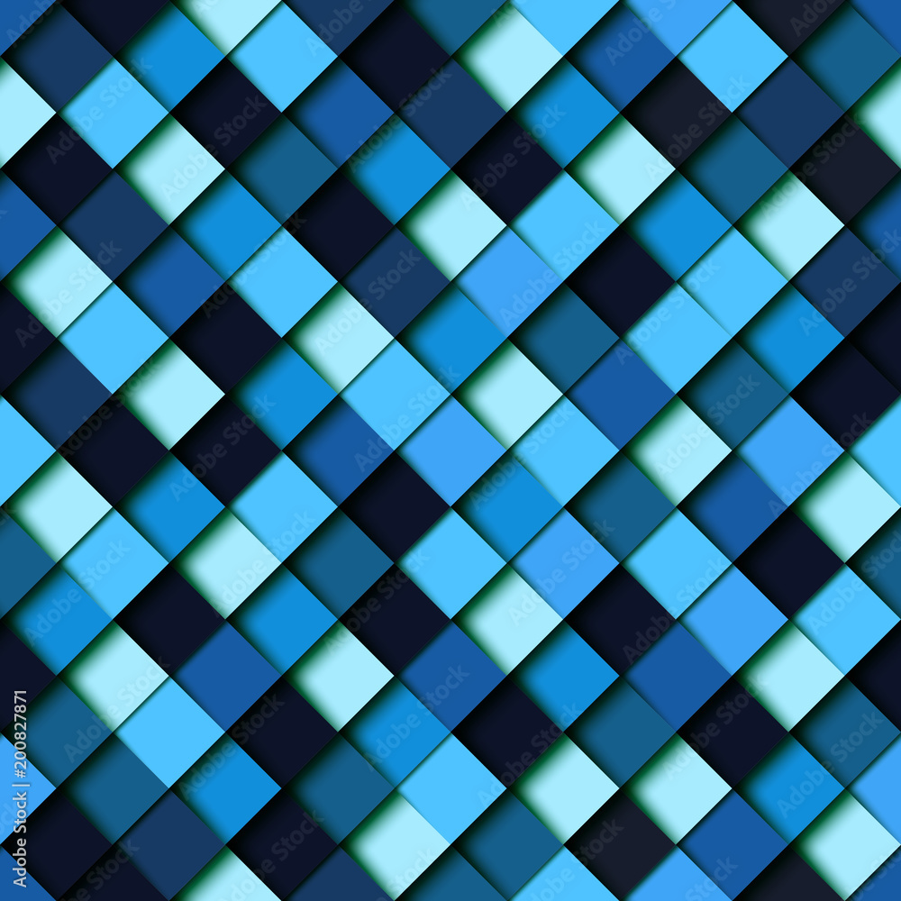 Poster seamless pattern blue square geometric shape design paper layer cut background.vector illustration.