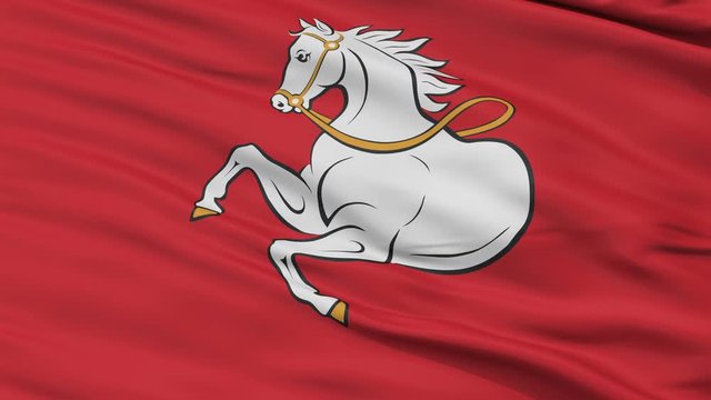Pardubice closeup flag, city of Czech Republic, realistic animation seamless loop - 10 seconds long