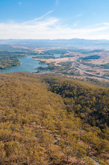 Fototapeta na wymiar Aerial view of Canberra and surrounding landscape