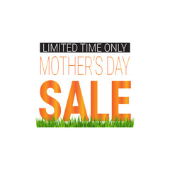 Mothers Day Sale Poster Limited Time Only Shopping Discount Tag Flat Vector Illustration