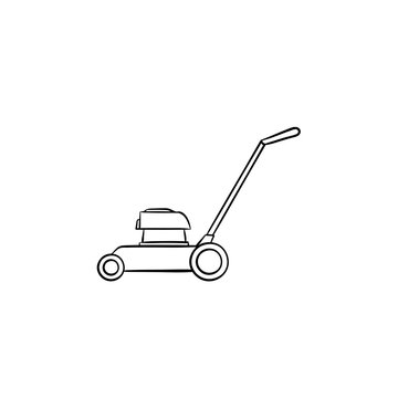 Mower hand drawn outline doodle icon. Vector sketch illustration of mower for print, web, mobile and infographics isolated on white background.