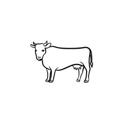Cow hand drawn outline doodle icon. Farming cattle vector sketch illustration for print, web, mobile and infographics isolated on white background.