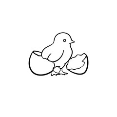 Chick hand drawn outline doodle icon. Chick peeking out of egg shell vector sketch illustration for print, web, mobile and infographics isolated on white background.