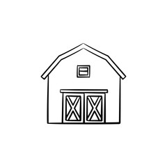 Farm barn hand drawn outline doodle icon. Storage house vector sketch illustration for print, web, mobile and infographics isolated on white background.