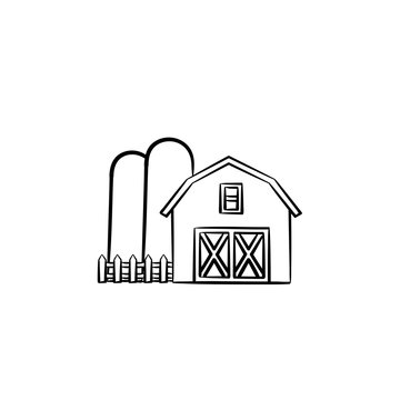 recommend clip art: Farm shed hand drawn outline doodle icon. Barn vector sketch illustration for print, web, mobile and infographics isolated on white background.