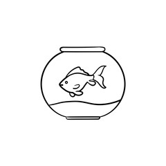 Fishbowl hand drawn outline doodle icon. Vector sketch illustration of fishbowl for print, web, mobile and infographics isolated on white background.