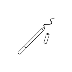 Eyeliner with trace hand drawn outline doodle icon. Eye pencil vector sketch illustration for print, web, mobile and infographics isolated on white background.