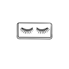 False lashes with glue hand drawn outline doodle icon. Eyelashes vector sketch illustration for print, web, mobile and infographics isolated on white background.