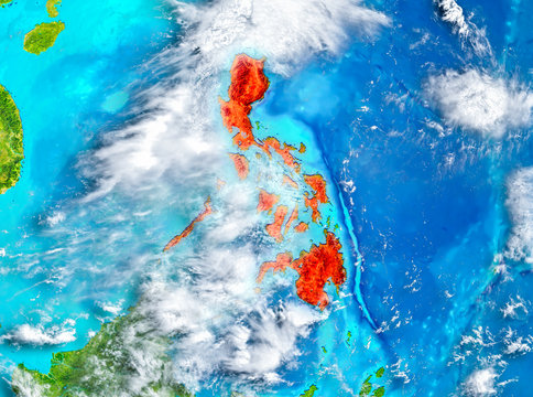 Philippines in red on Earth