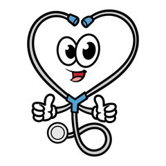 Fototapeta premium Cartoon Stethoscope Character Giving Thumbs Up