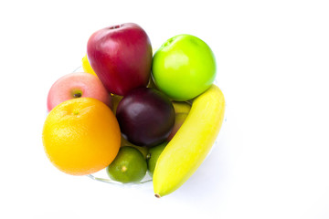 Fresh fruits isolated on white background with clipping path