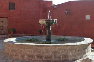 Painted walls and doorways in the Santa Catalina monastery, Arequipa, Peru