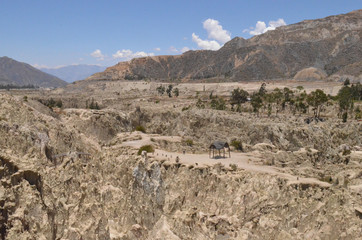 Moon Valley, a barren area of rock formations in the Zona Sur district of La Paz, Bolivia