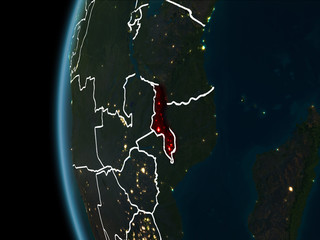 Malawi from space at night