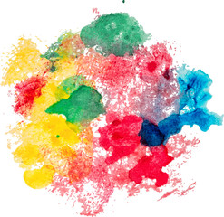 Colorful watercolor spots hand drawn paper texture isolated on white background, stain for text design, web, label, card, backdrop, tag. EPS 1o vector illustration.
