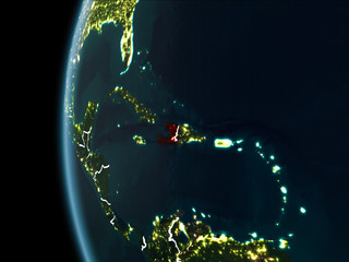 Haiti from space at night