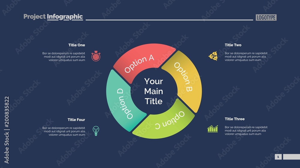 Poster pie chart with four elements template