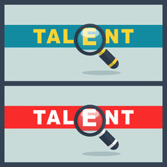 talent word with magnifier concept