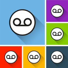 voice mail icons with long shadow