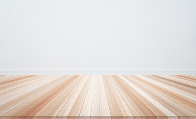 Design concept - Empty wood table top isolated on white wall background for display or montage product