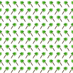 Watercolor tropical pattern. Painted palm trees on white background. Seamless pattern 