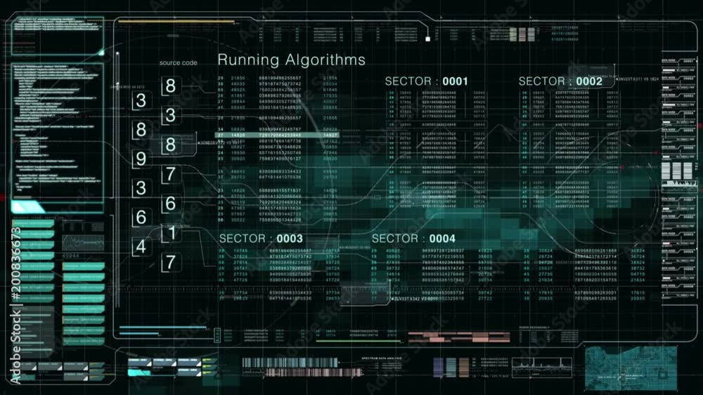 Poster Advance motion graphic futuristic user interface head up display screen with digital data telemetry information display for digital background computer desktop display screen