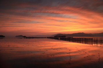 Fototapeta premium 琵琶湖の夕景