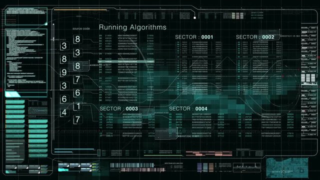 Advance motion graphic futuristic user interface head up display screen with digital data telemetry information display for digital background computer desktop display screen