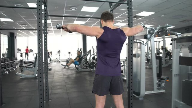 Sportsman Lifting Dumbbells Sport Club, Lateral Raise Exercise, Active Leisure