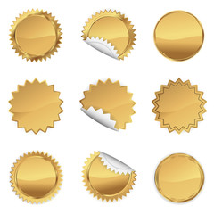 Gold Starbursts Set,  Illustration Vector 10