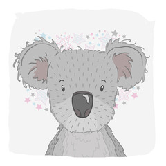 Cute vector animal koala, face. For print on the T-shirt, phone case, for the children's room, for greeting cards.
