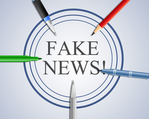 Fake News Pens Means Falsehood 3d Illustration