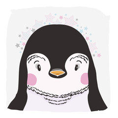 Cute vector animal penguin face. For print on the T-shirt, phone case, for the children's room, for greeting cards.