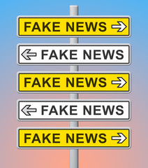 Fake News Signs Both Ways 3d Illustration