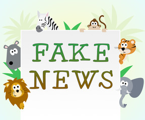 Fake News Animals Means Untruth 3d Illustration