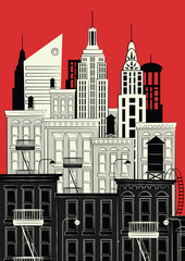 Vector illustration of a sketch of new york - obrazy, fototapety, plakaty